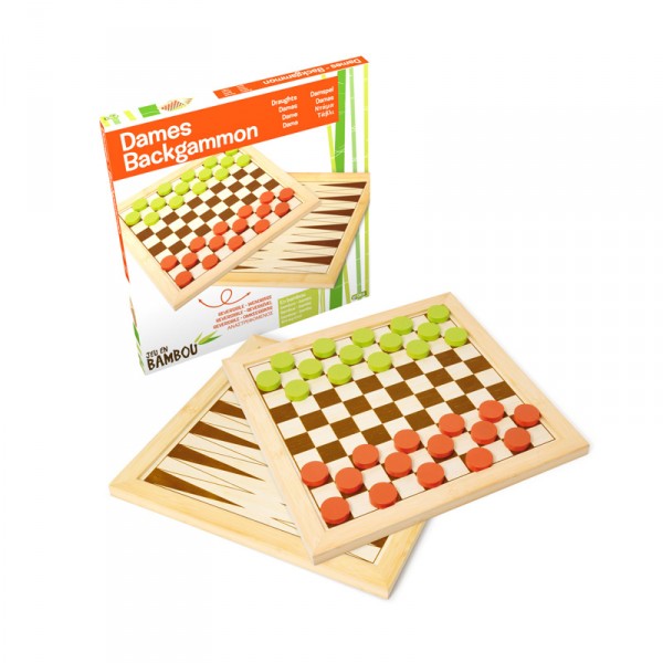 Dames et backgammon : Jeu en bambou - Smir-66106