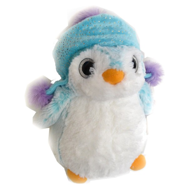 Peluche Pingouin 23 cm : Bonnet péruvien - SoftFriends-SFT131580A-Bleu