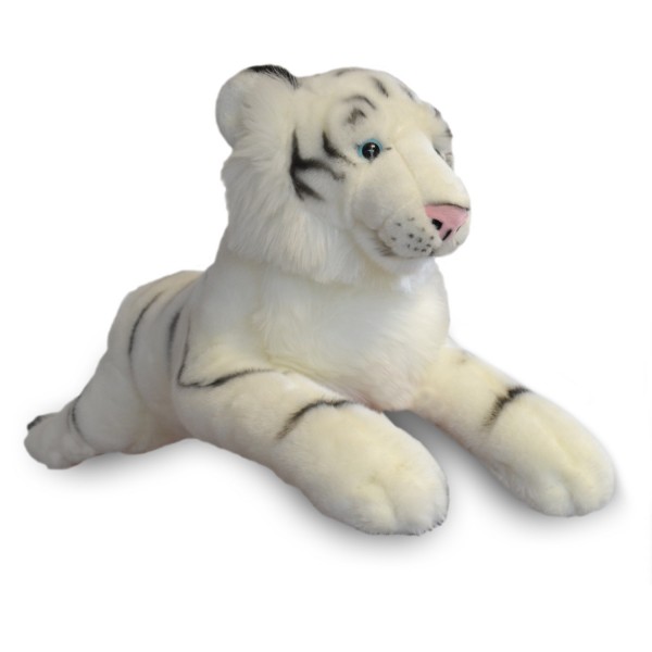 Peluche tigre allongé 60 cm : Blanc - SoftFriends-SFT955021-2