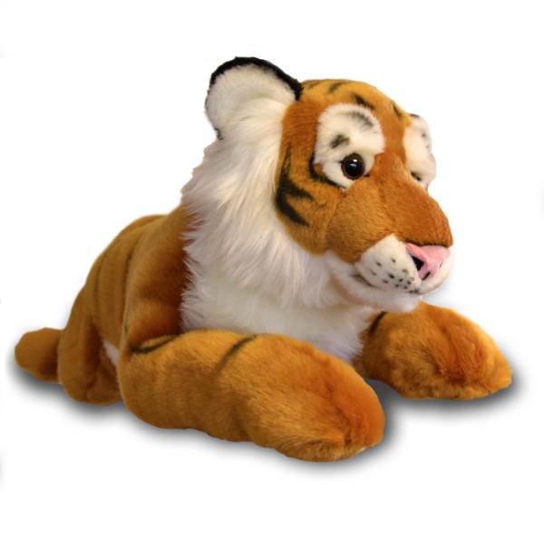 Peluche tigre allongé 60 cm : Marron - SoftFriends-SFT955021-1