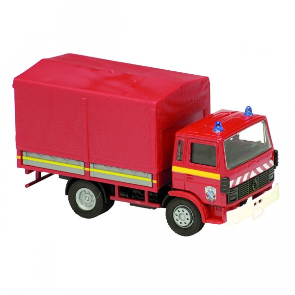 Modèle réduit en métal : Pompiers : Camion Renault bâche 1982 - Solido-15134300