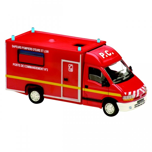 Modèle réduit en métal : Pompiers : Camionnette Renault Master Cellule de Commandement - Solido-451505343
