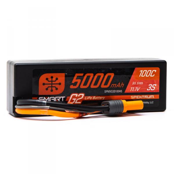 Batterie Lipo Spektrum 5000mAh 3S 11.1V Smart G2 Hard Case LiPo 100C IC5 - SPMX53S100H5