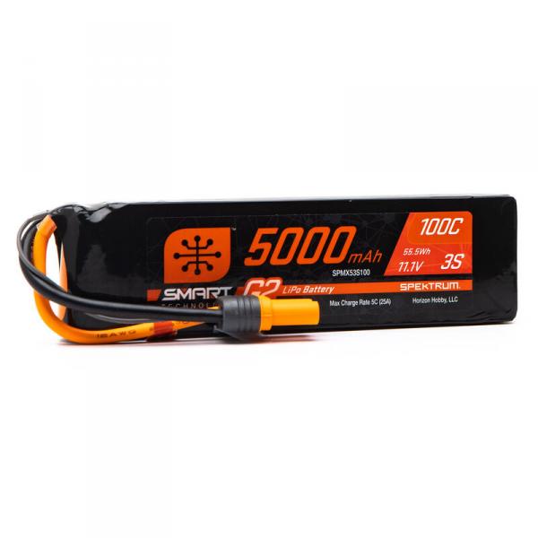 Batterie Lipo Spektrum 5000mAh 3S 11.1V Smart G2 100C Prise IC5 - SPMX53S100