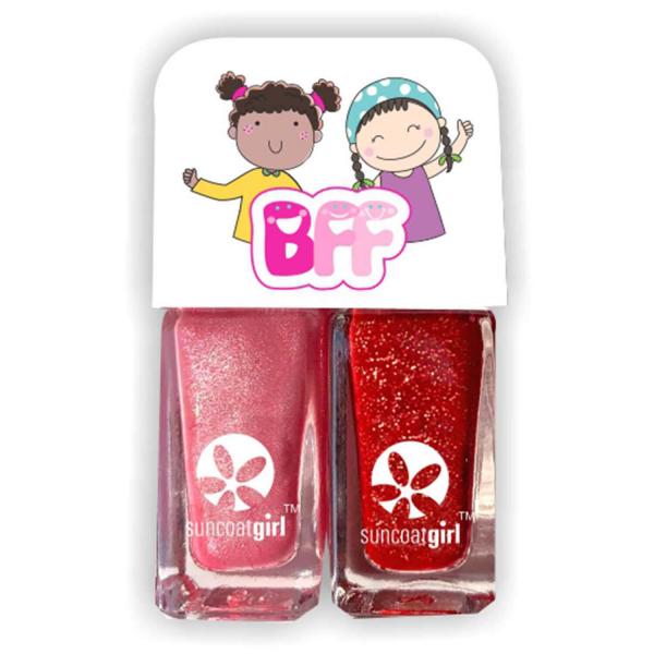 Duo BFF Beauties : 2 vernis à ongles à eau : Rose et Rouge Pailleté - Suncoat-S00993