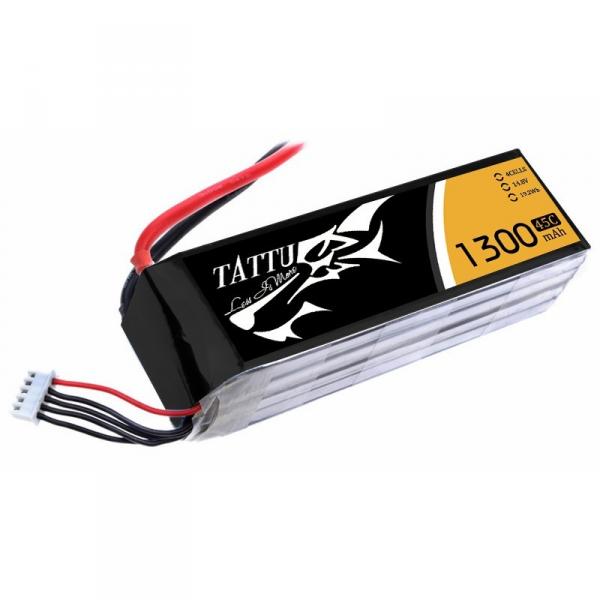 Tattu 1300mAh 14.8V 45C 4S1P Lipo Battery Pack - TA-45C-1300-4S1P