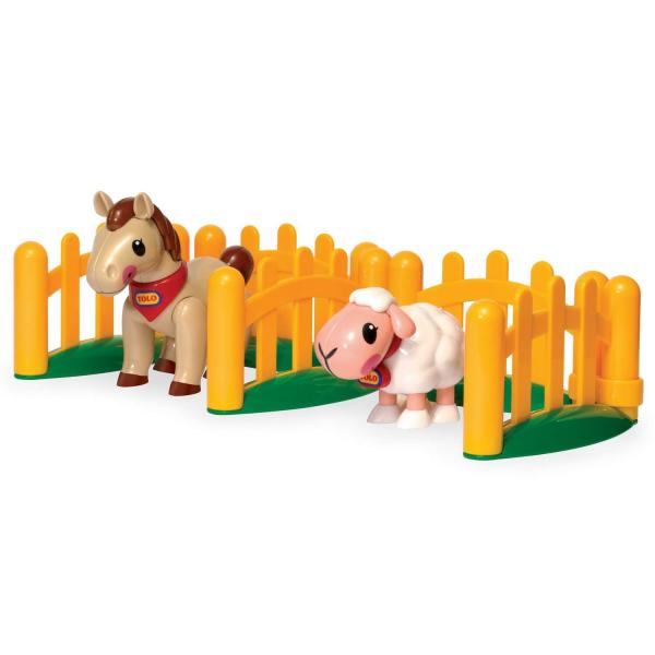 Figurines poney et agneau avec barrières - Tolo-89995
