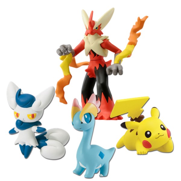 Pack 4 figurines XY Méga braségali, Mistigrix, Pikachu, Amagara - Tomy-t18539-t18347