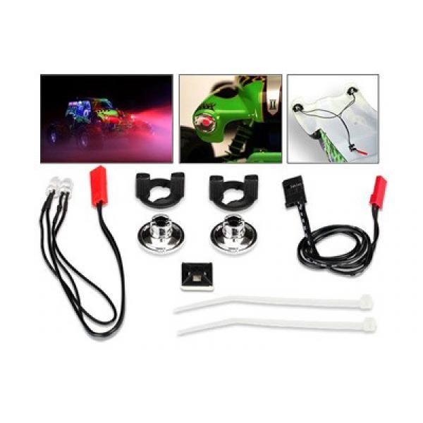 LED Lights, Grave Digger /harness (2 red lights)/LED housing (2) /housing retainer (2)/wire clip (1) - TRX3686