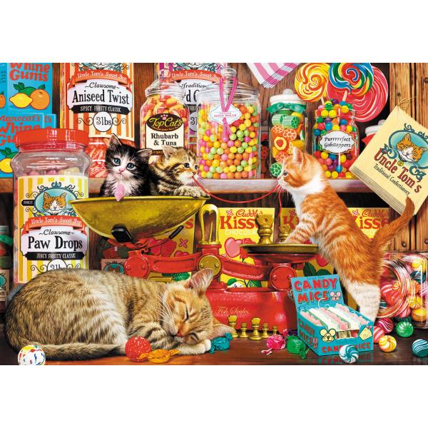 Puzzle 1000 pièces : Les bonbons du chat - Trefl-10630