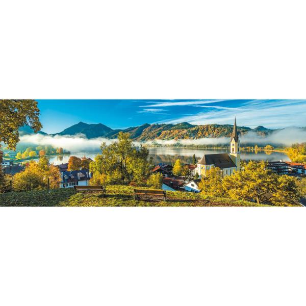 Puzzle 1000 pièces panoramique :  Au bord du lac Schliersee - Trefl-29035