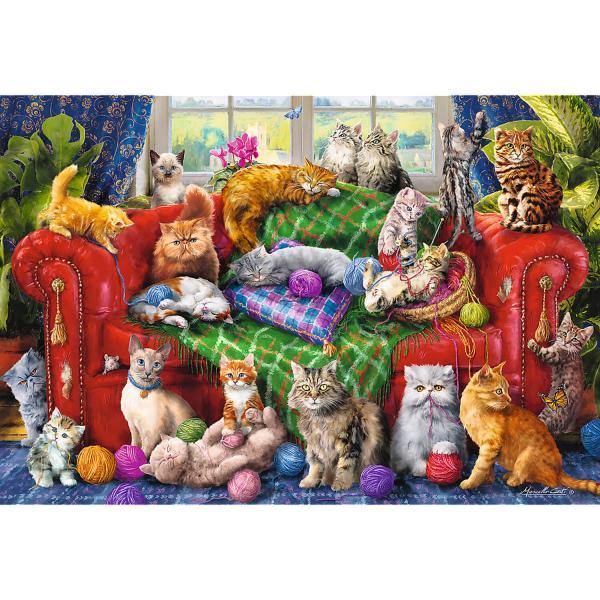Puzzle 1500 pièces : Chatons sur le canapé - Trefl-26198