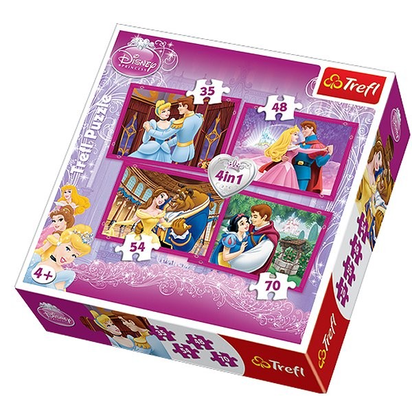 4 puzzles - Princesses Disney et leurs princes - Trefl-34110-57970