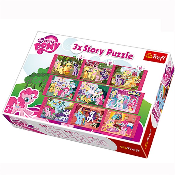 Puzzle 30 à 60 pièces : 3 puzzles Story : Mon petit poney - Trefl-90307