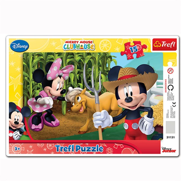Puzzle 15 pièces : Mickey et Minnie jardinent - Trefl-31131
