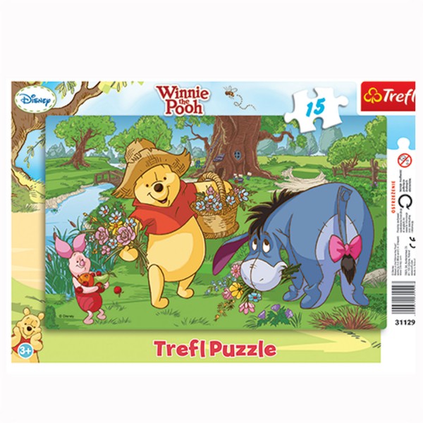 Puzzle 15 pièces : Winnie et ses amis cueillent des fleurs - Trefl-31129