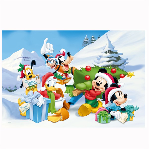 Puzzle 160 pièces : Mickey et ses amis dans la neige - Trefl-15198