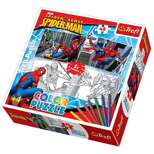 Puzzle 2 x 48 pièces - Spiderman : Color puzzle - Trefl-36506