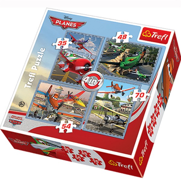 Puzzle 35 à 70 pièces : 4 puzzles : Une journée dans les airs avec Planes - Trefl-34205