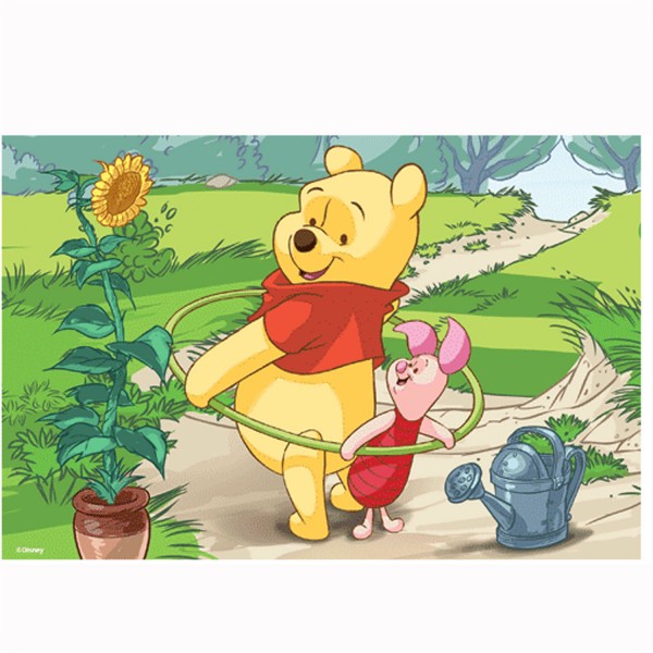 Puzzle 54 pièces Mini : Winnie l'ourson : Winnie et Porcinet font du Hula Hop - Trefl-54108-19402