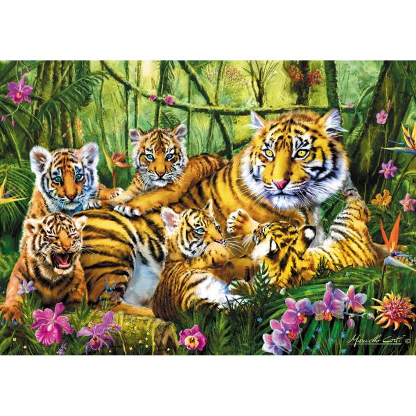 Puzzle 500 pièces : Famille de tigres - Trefl-37350