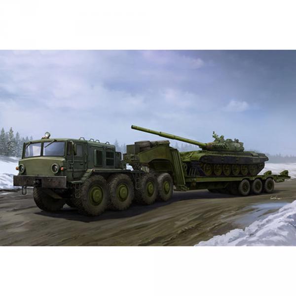 Maquette véhicule militaire : MAZ-537G avec semi-remorque ChMZAP-9990 - Trumpeter-TR01065