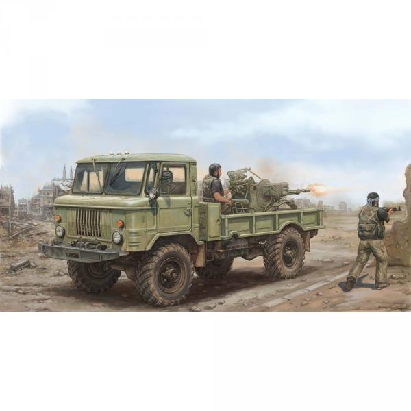Maquette véhicule militaire : Camion léger russe GAZ-66 avec ZU-23-2 - Trumpeter-TR01017