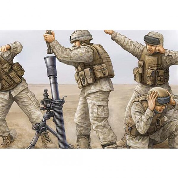 Figurines militaires : Equipe de mortier M252 USMC : Irak 2009 - Trumpeter-TR00423