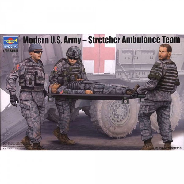Figurines pour maquettes : Set équipe médicale avec civière, Armée US 2012 - Trumpeter-TR00430