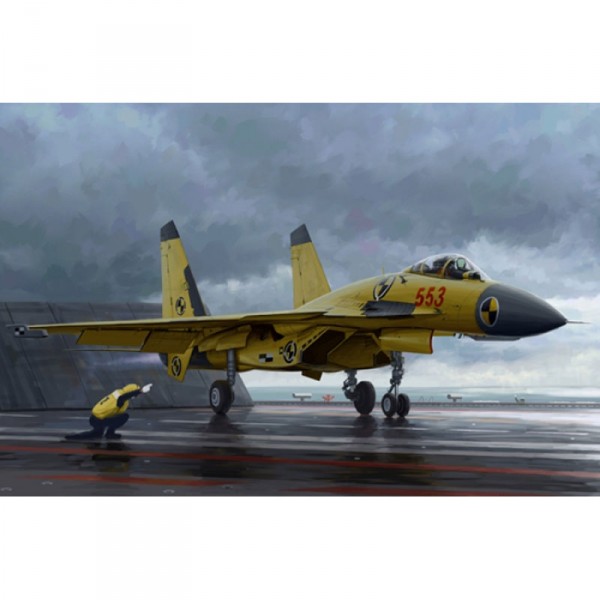 Maquette Avion Militaire : Chasseur intercepteur chinois J-15 avec pont d'envol - Trumpeter-TR01670