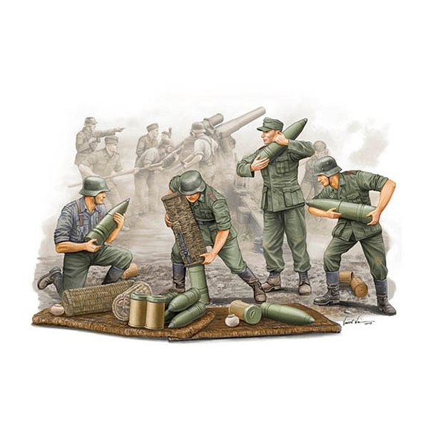 Figurines 2ème Guerre Mondiale : Artilleurs allemands en action  - Trumpeter-TR00426