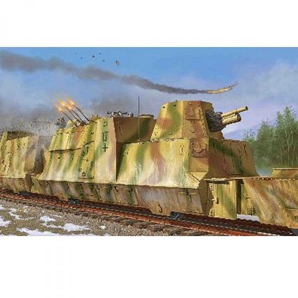 Maquette Wagon blindé allemand Kanonen und flakwagen - Trumpeter-TR01511