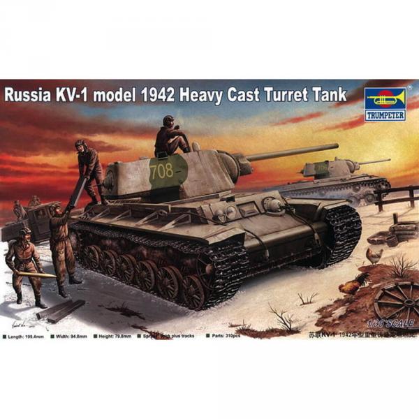 Maquette char :  Char Russe KV-1 (1942) Heavy Gust Turret Tank - Trumpeter-TR00359