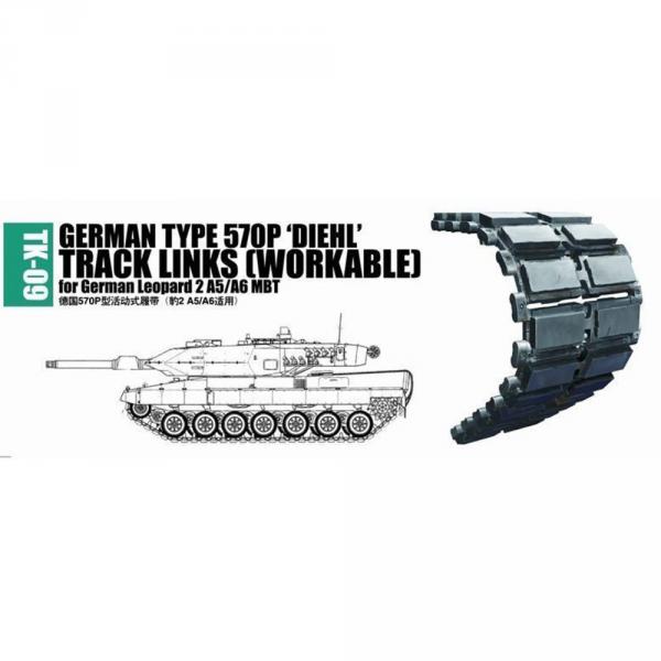Accessoires de maquettes : Maillons de chenilles 570P 'DIEHL' pour char allemand Leopard 2 A5/A6 MBT - Trumpeter-TR02039