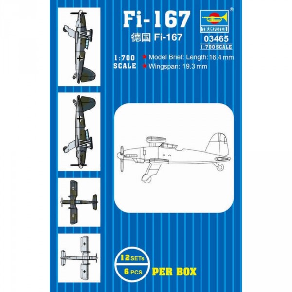 Maquettes avions : Set 12 mini avions Fi-167 - Trumpeter-TR03465