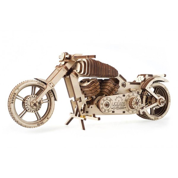 Motorcycle wooden model: Moto VM-02, mechanical model - Ugears-8412082