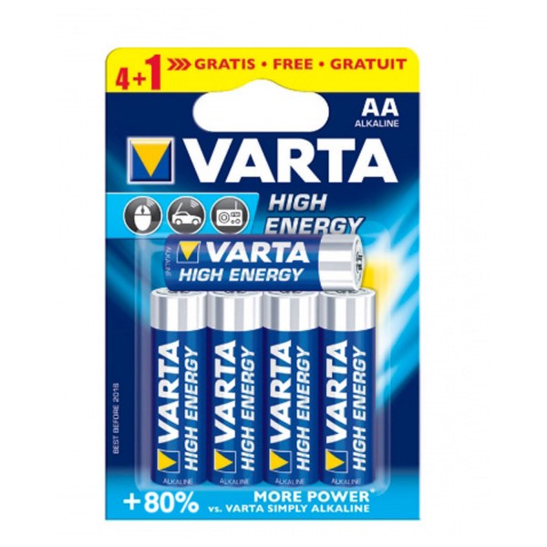 Piles LR06 AA : Lot de 4 + 1 gratuite - Varta-4906121415