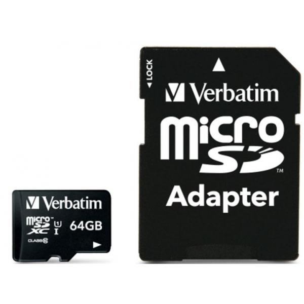 MicroSDXC 64Go Verbatim CL10 70MB/s UHS-I - 13794