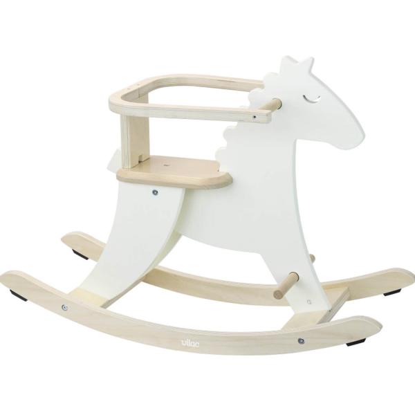 Hudada cheval à bascule blanc ivoire avec arceau - Vilac-1129W
