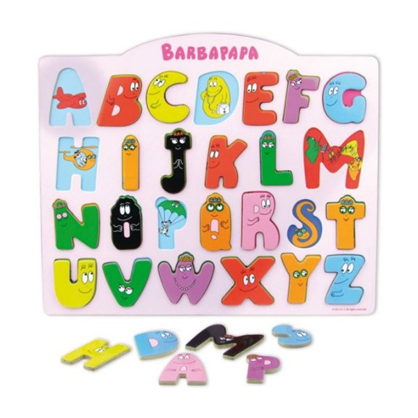 Encastrement 26 pièces en bois : Alphabet bilingue Barbapapa - Vilac-5872