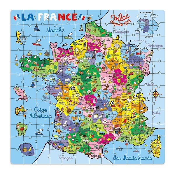 Puzzle 144 pièces en bois : Carte de France en valise - Vilac-2603