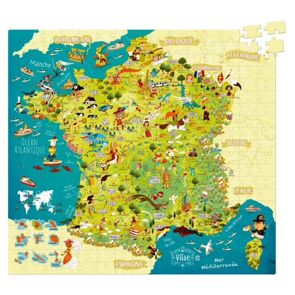 Puzzle 300 pièces : Carte des merveilles de France - Vilac-2726