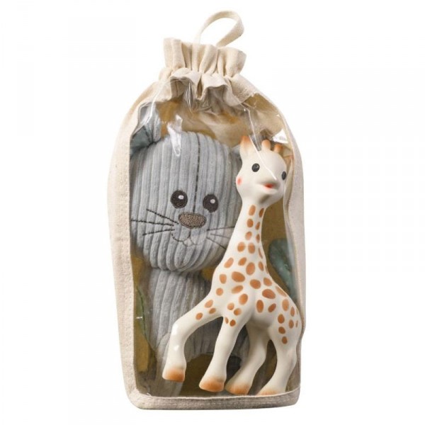 Set Lazare le Chat Peluche + Sophie la Girafe - Vulli-850515