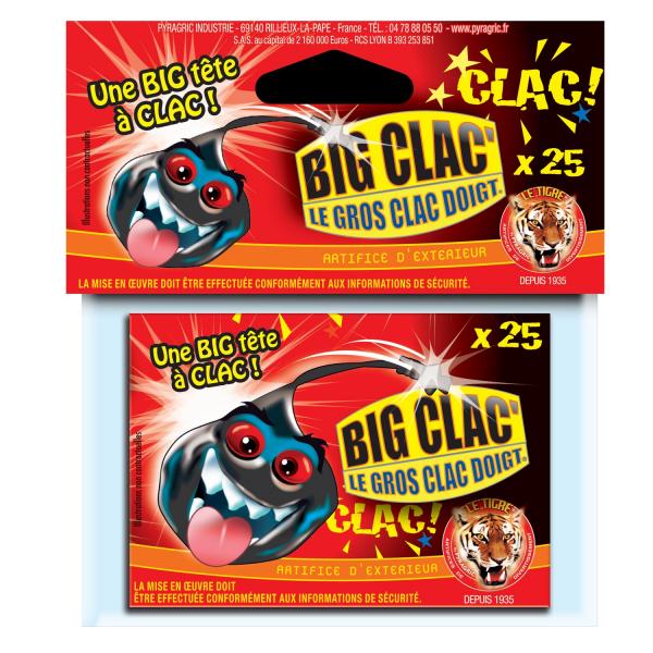 Big Clac Doigt® Le Tigre® : 1 Boîte de 25 Pois - Wdk-322278