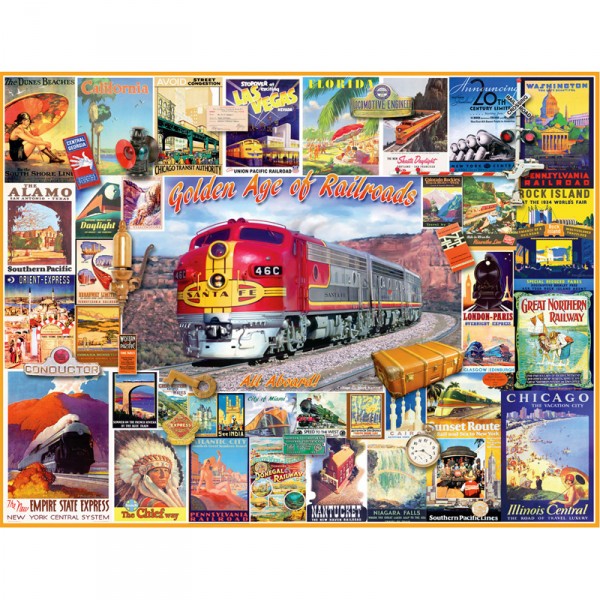 Puzzle 1000 pièces : L'âge d'or du train aux USA - White-1009