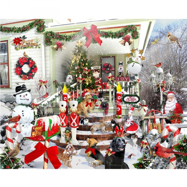Puzzle 1000 pièces : Un Noël haut en couleurs - White-981
