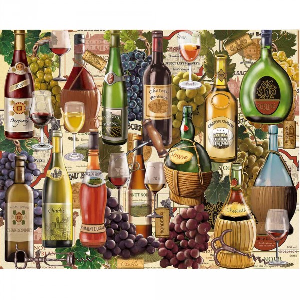 Puzzle 1000 pièces : Vins de France et d'ailleurs - White-798