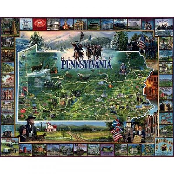 Puzzle 1000 pièces - L'histoire de la Pennsylvanie, USA - White-091