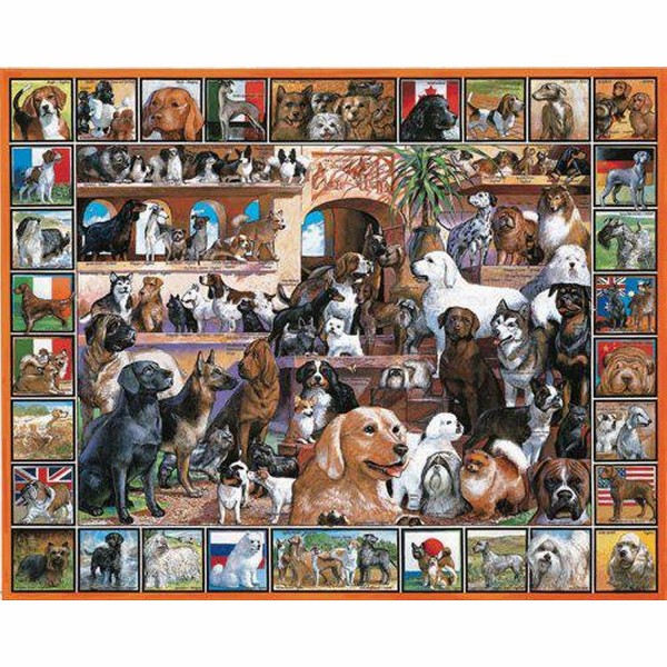Puzzle 1000 pièces - Pêle mêle de chiens - White-141