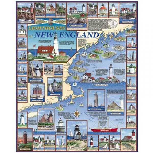 Puzzle 1000 pièces - Phares de Nouvelle Angleterre - White-481
